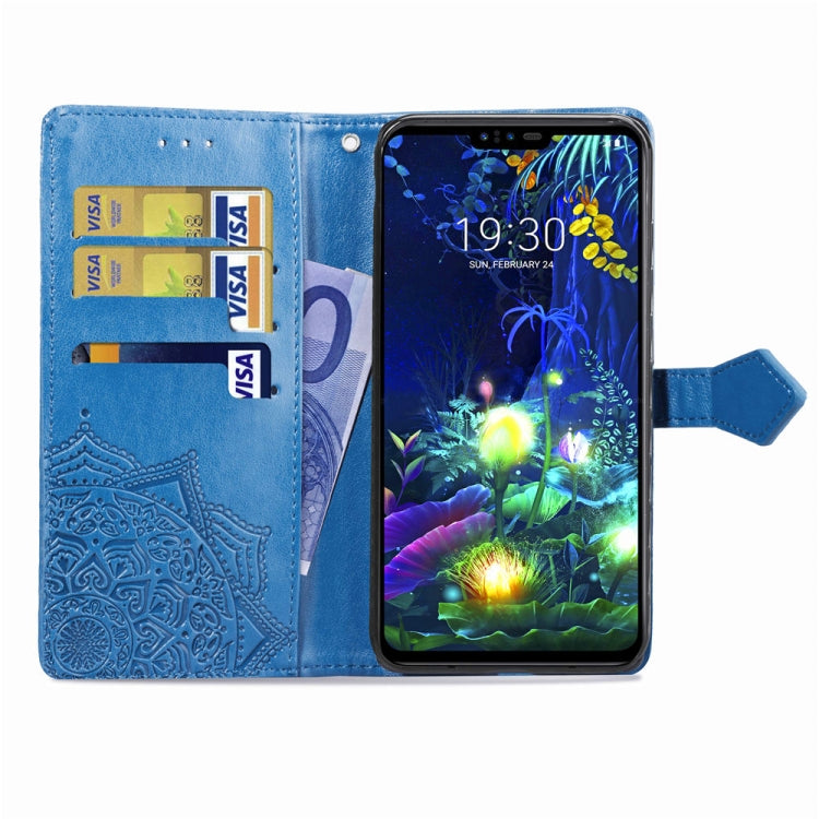 For LG V50 ThinQ Halfway Mandala Embossing Pattern Horizontal Flip Leather Case with Holder & Card Slots & Wallet & Lanyard