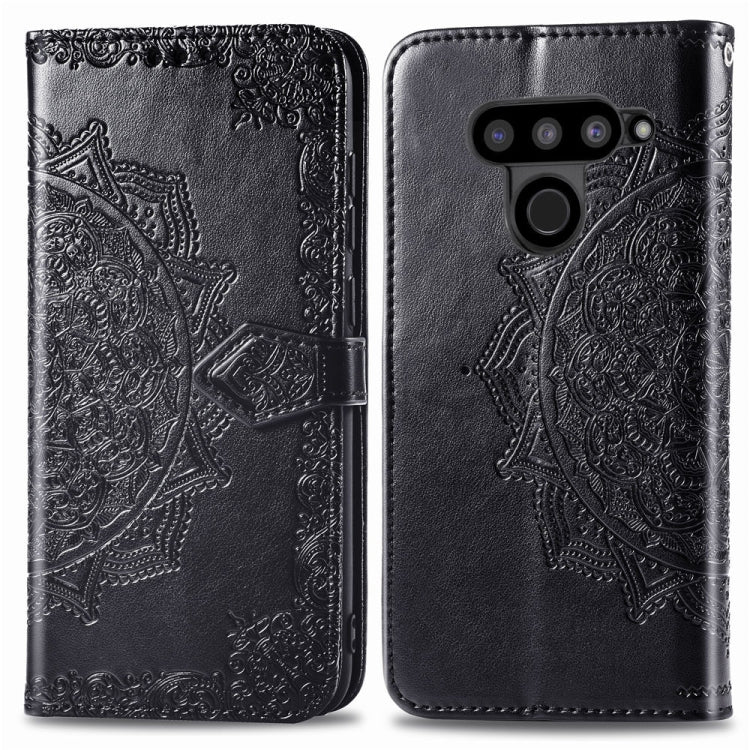 For LG V50 ThinQ Halfway Mandala Embossing Pattern Horizontal Flip Leather Case with Holder & Card Slots & Wallet & Lanyard