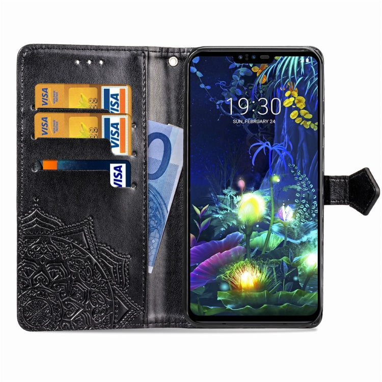 For LG V50 ThinQ Halfway Mandala Embossing Pattern Horizontal Flip Leather Case with Holder & Card Slots & Wallet & Lanyard