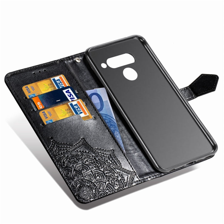 For LG V50 ThinQ Halfway Mandala Embossing Pattern Horizontal Flip Leather Case with Holder & Card Slots & Wallet & Lanyard