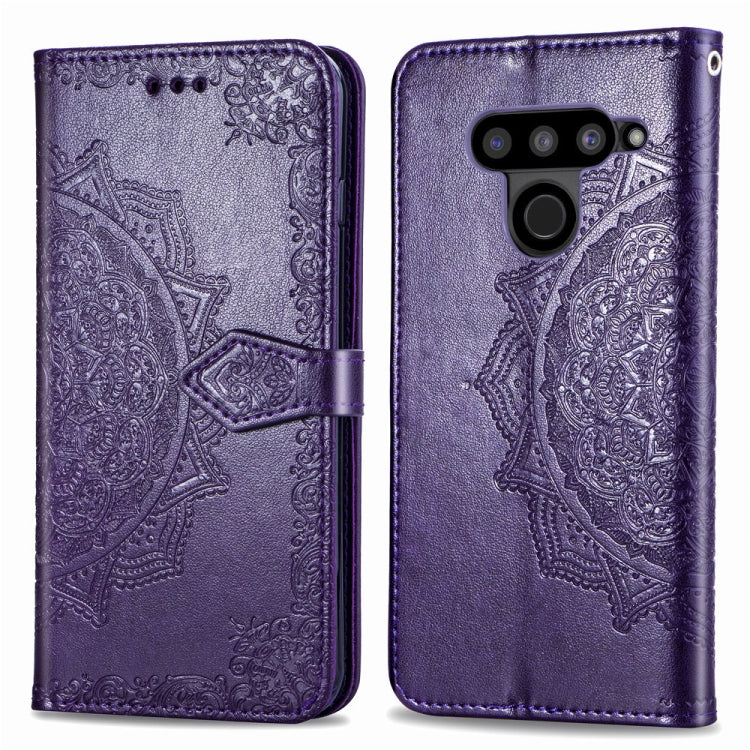 For LG V50 ThinQ Halfway Mandala Embossing Pattern Horizontal Flip Leather Case with Holder & Card Slots & Wallet & Lanyard