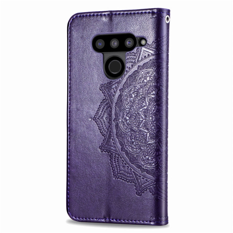 For LG V50 ThinQ Halfway Mandala Embossing Pattern Horizontal Flip Leather Case with Holder & Card Slots & Wallet & Lanyard