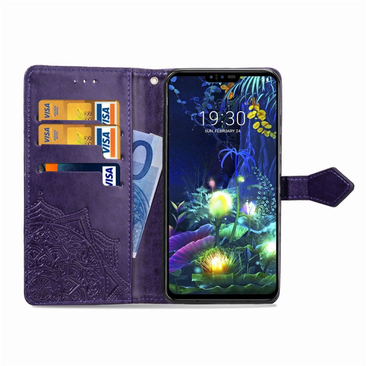 For LG V50 ThinQ Halfway Mandala Embossing Pattern Horizontal Flip Leather Case with Holder & Card Slots & Wallet & Lanyard