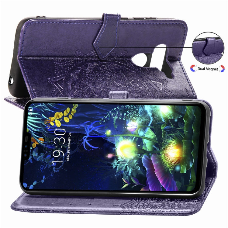 For LG V50 ThinQ Halfway Mandala Embossing Pattern Horizontal Flip Leather Case with Holder & Card Slots & Wallet & Lanyard