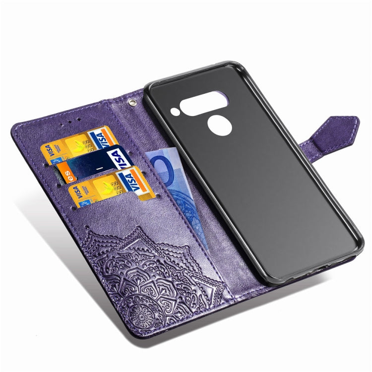 For LG V50 ThinQ Halfway Mandala Embossing Pattern Horizontal Flip Leather Case with Holder & Card Slots & Wallet & Lanyard