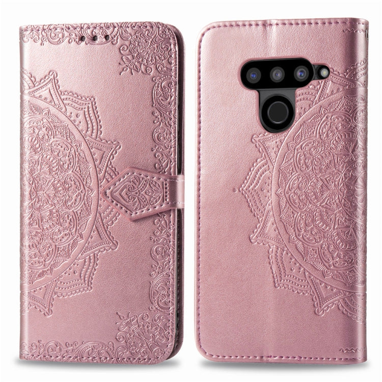 For LG V50 ThinQ Halfway Mandala Embossing Pattern Horizontal Flip Leather Case with Holder & Card Slots & Wallet & Lanyard