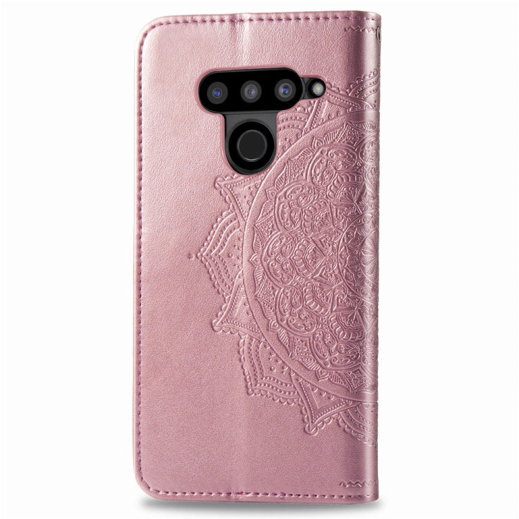 For LG V50 ThinQ Halfway Mandala Embossing Pattern Horizontal Flip Leather Case with Holder & Card Slots & Wallet & Lanyard