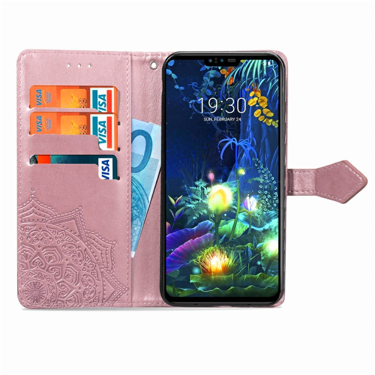 For LG V50 ThinQ Halfway Mandala Embossing Pattern Horizontal Flip Leather Case with Holder & Card Slots & Wallet & Lanyard