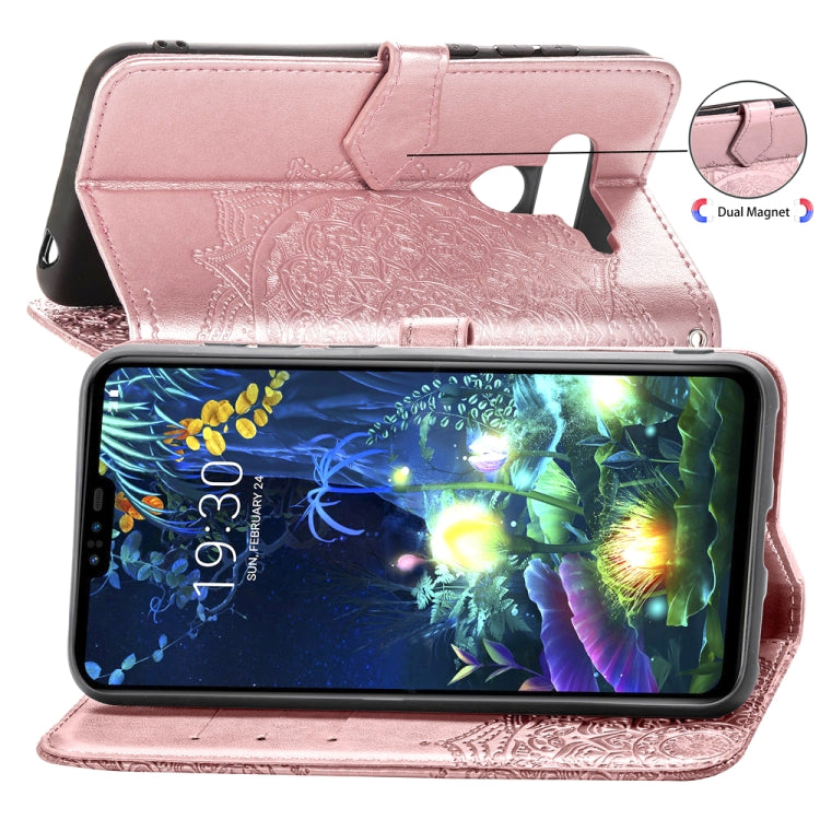 For LG V50 ThinQ Halfway Mandala Embossing Pattern Horizontal Flip Leather Case with Holder & Card Slots & Wallet & Lanyard