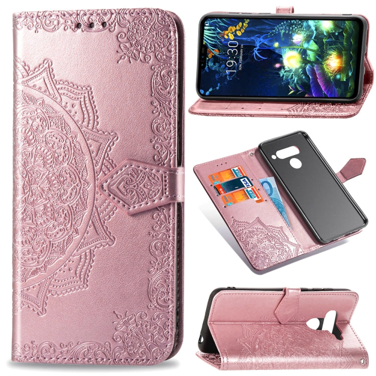 For LG V50 ThinQ Halfway Mandala Embossing Pattern Horizontal Flip Leather Case with Holder & Card Slots & Wallet & Lanyard