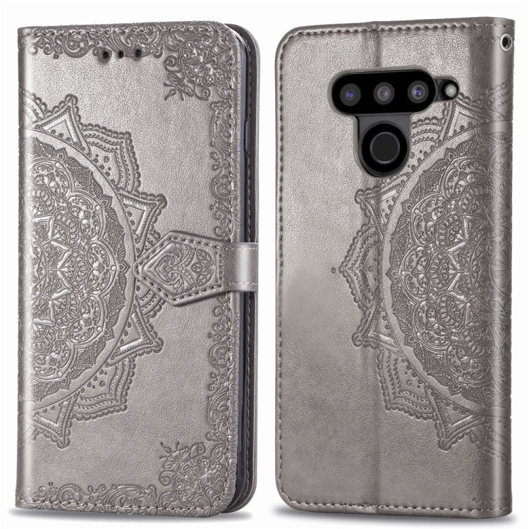 For LG V50 ThinQ Halfway Mandala Embossing Pattern Horizontal Flip Leather Case with Holder & Card Slots & Wallet & Lanyard