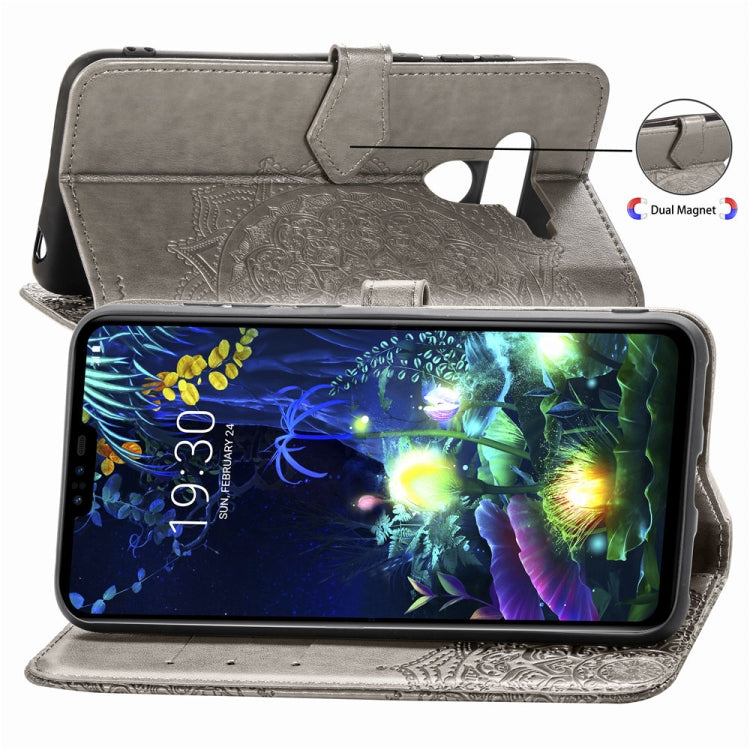 For LG V50 ThinQ Halfway Mandala Embossing Pattern Horizontal Flip Leather Case with Holder & Card Slots & Wallet & Lanyard
