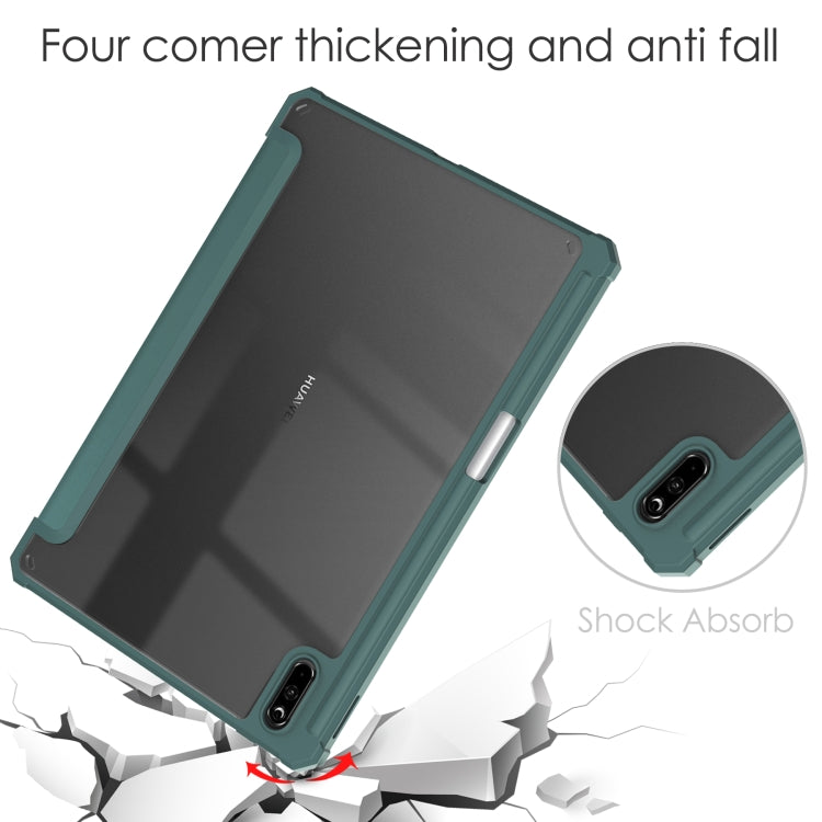 For Huawei MatePad 11 2020 Three-fold Transparent TPU Horizontal Flip Leather Case with Pen Slot & Three-fold Holder & Sleep / Wake-up Function