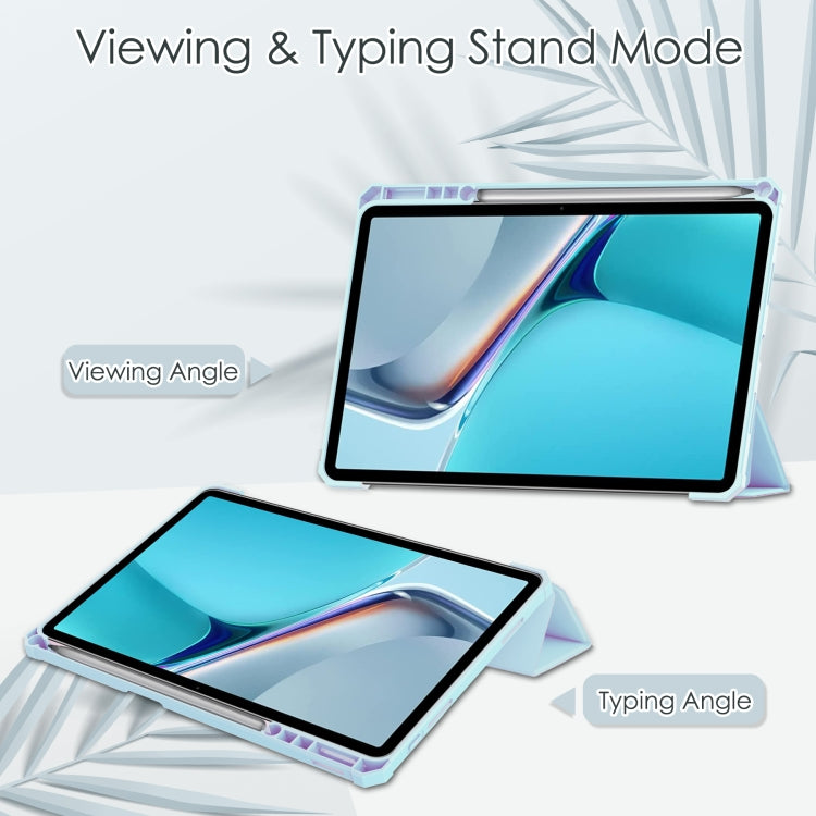 For Huawei MatePad 11 2020 Three-fold Transparent TPU Horizontal Flip Leather Case with Pen Slot & Three-fold Holder & Sleep / Wake-up Function