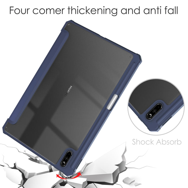 For Huawei MatePad 11 2020 Three-fold Transparent TPU Horizontal Flip Leather Case with Pen Slot & Three-fold Holder & Sleep / Wake-up Function