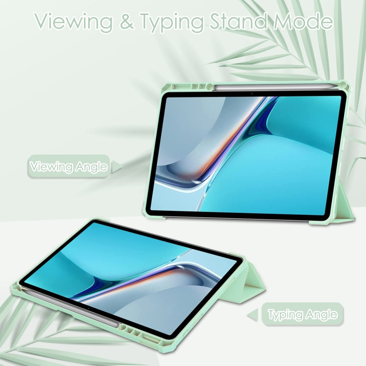 For Huawei MatePad 11 2020 Three-fold Transparent TPU Horizontal Flip Leather Case with Pen Slot & Three-fold Holder & Sleep / Wake-up Function