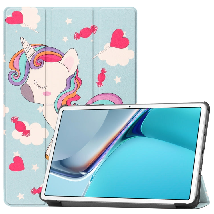 For Huawei MatePad 11 2021 Custer Painted PU Leather Case with Sleep / Wake-up Function & 3-Fold Holder