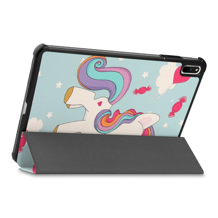 For Huawei MatePad 11 2021 Custer Painted PU Leather Case with Sleep / Wake-up Function & 3-Fold Holder