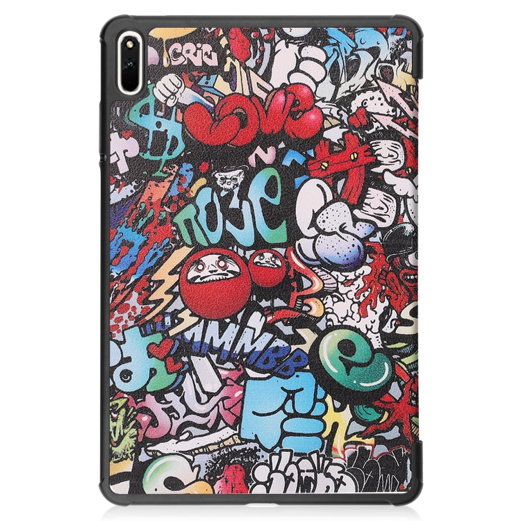 For Huawei MatePad 11 2021 Custer Painted PU Leather Case with Sleep / Wake-up Function & 3-Fold Holder