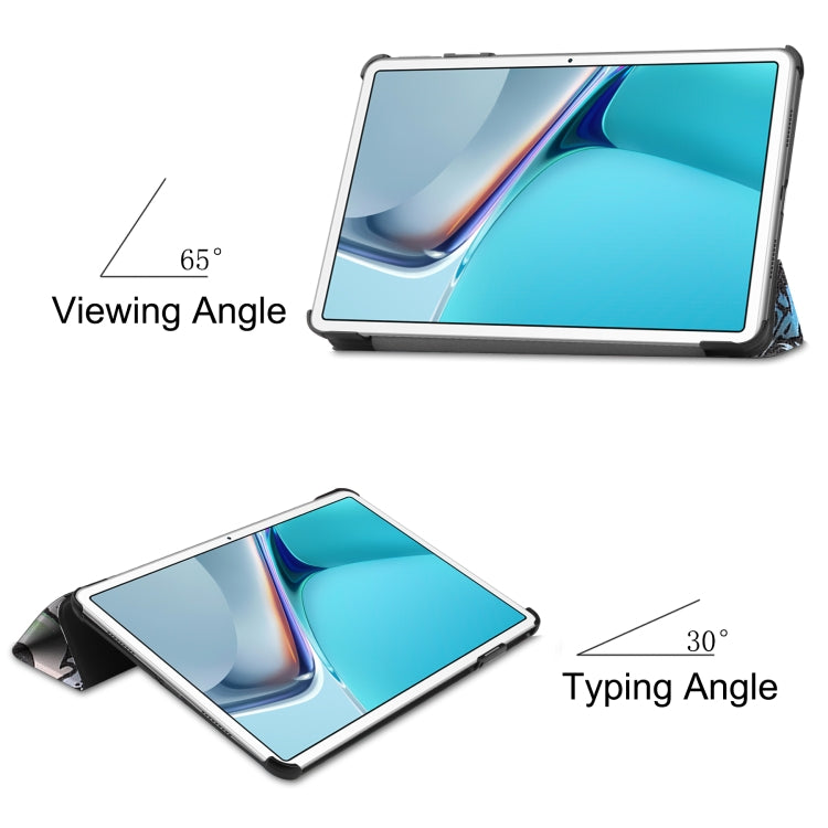 For Huawei MatePad 11 2021 Custer Painted PU Leather Case with Sleep / Wake-up Function & 3-Fold Holder