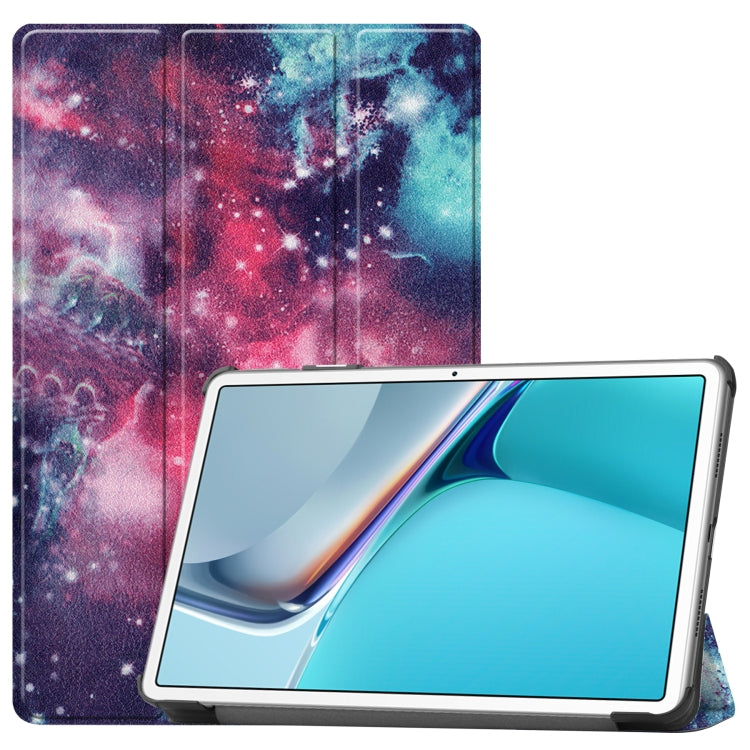 For Huawei MatePad 11 2021 Custer Painted PU Leather Case with Sleep / Wake-up Function & 3-Fold Holder
