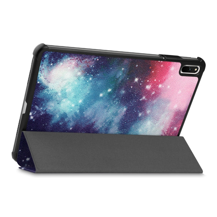 For Huawei MatePad 11 2021 Custer Painted PU Leather Case with Sleep / Wake-up Function & 3-Fold Holder
