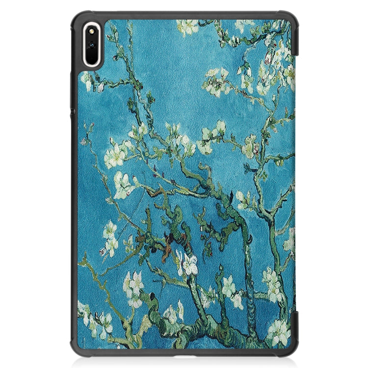 For Huawei MatePad 11 2021 Custer Painted PU Leather Case with Sleep / Wake-up Function & 3-Fold Holder