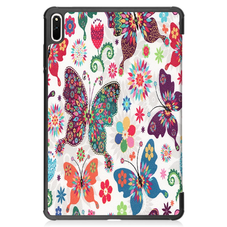 For Huawei MatePad 11 2021 Custer Painted PU Leather Case with Sleep / Wake-up Function & 3-Fold Holder