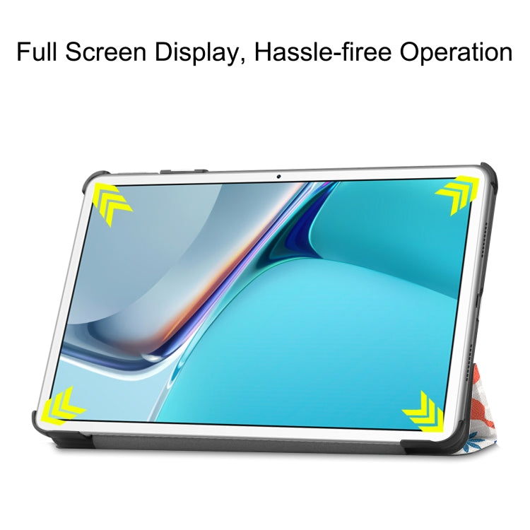 For Huawei MatePad 11 2021 Custer Painted PU Leather Case with Sleep / Wake-up Function & 3-Fold Holder