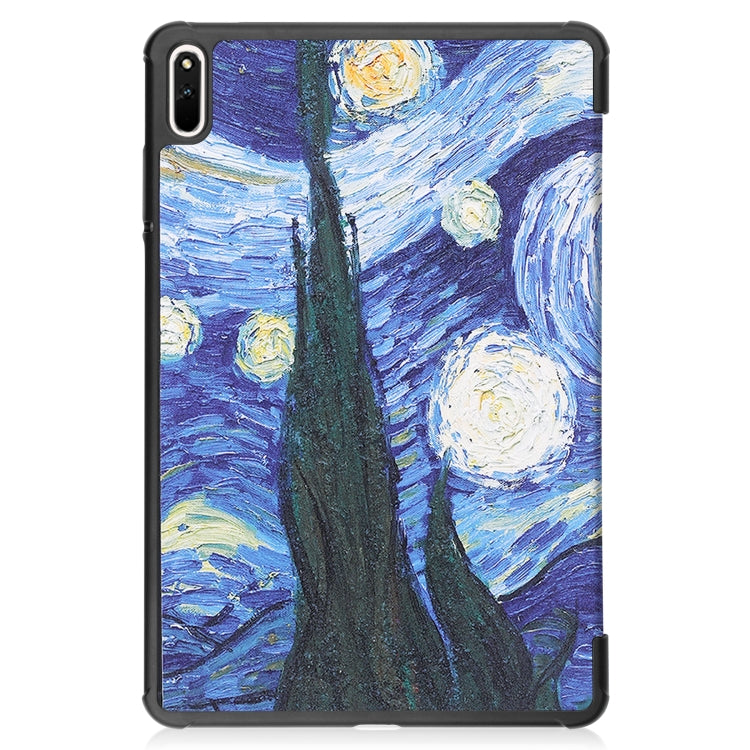 For Huawei MatePad 11 2021 Custer Painted PU Leather Case with Sleep / Wake-up Function & 3-Fold Holder