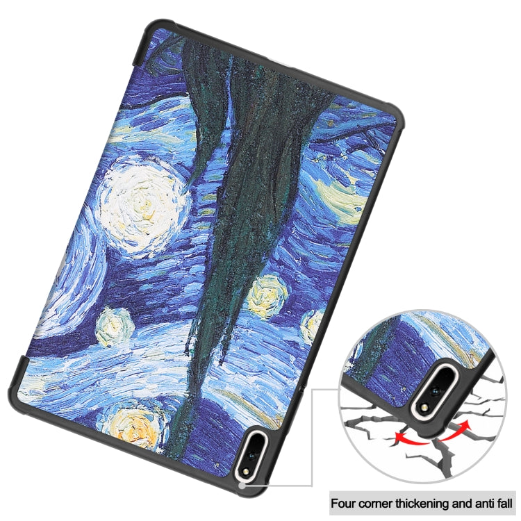 For Huawei MatePad 11 2021 Custer Painted PU Leather Case with Sleep / Wake-up Function & 3-Fold Holder