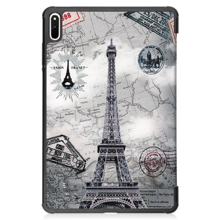 For Huawei MatePad 11 2021 Custer Painted PU Leather Case with Sleep / Wake-up Function & 3-Fold Holder