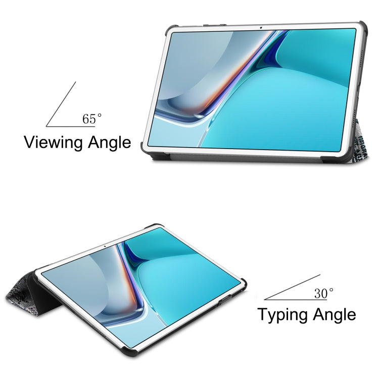 For Huawei MatePad 11 2021 Custer Painted PU Leather Case with Sleep / Wake-up Function & 3-Fold Holder