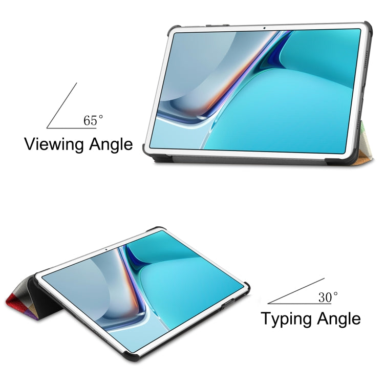For Huawei MatePad 11 2021 Custer Painted PU Leather Case with Sleep / Wake-up Function & 3-Fold Holder