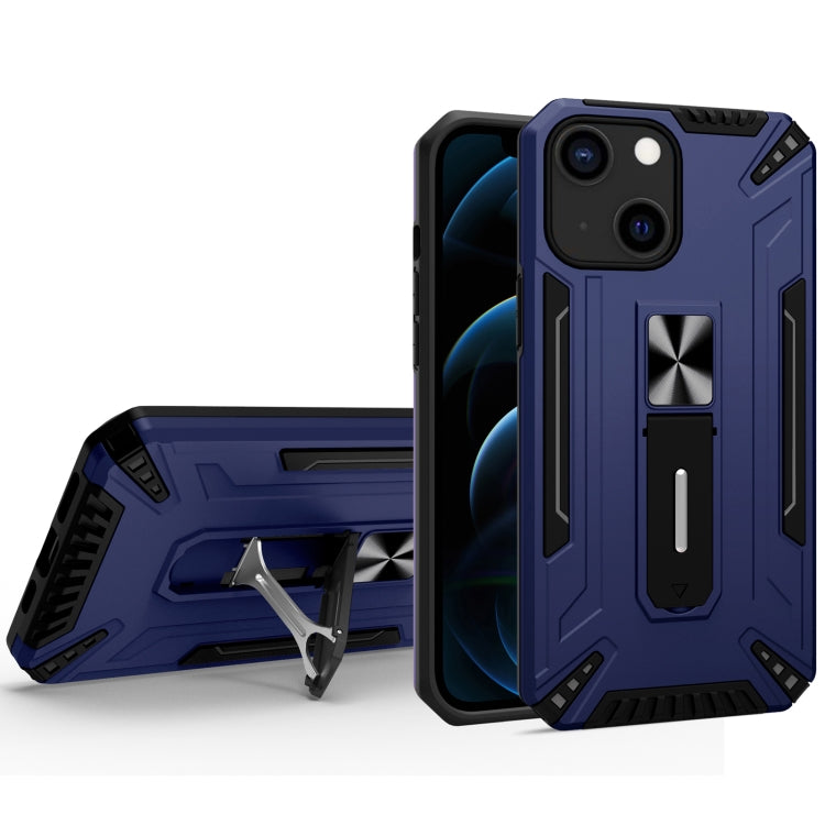 For iPhone 13 mini War-god Armor TPU + PC Shockproof Magnetic Protective Case with Folding Holder