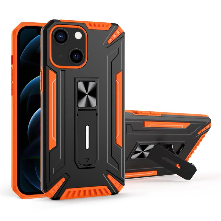 For iPhone 13 mini War-god Armor TPU + PC Shockproof Magnetic Protective Case with Folding Holder