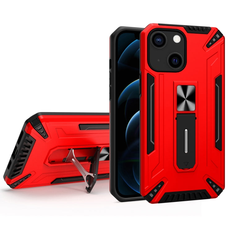 For iPhone 13 mini War-god Armor TPU + PC Shockproof Magnetic Protective Case with Folding Holder