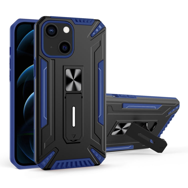 For iPhone 13 mini War-god Armor TPU + PC Shockproof Magnetic Protective Case with Folding Holder