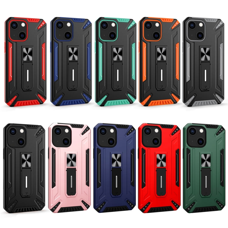 For iPhone 13 War-god Armor TPU + PC Shockproof Magnetic Protective Case with Folding Holder