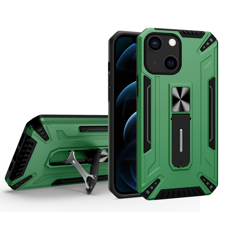 For iPhone 13 War-god Armor TPU + PC Shockproof Magnetic Protective Case with Folding Holder