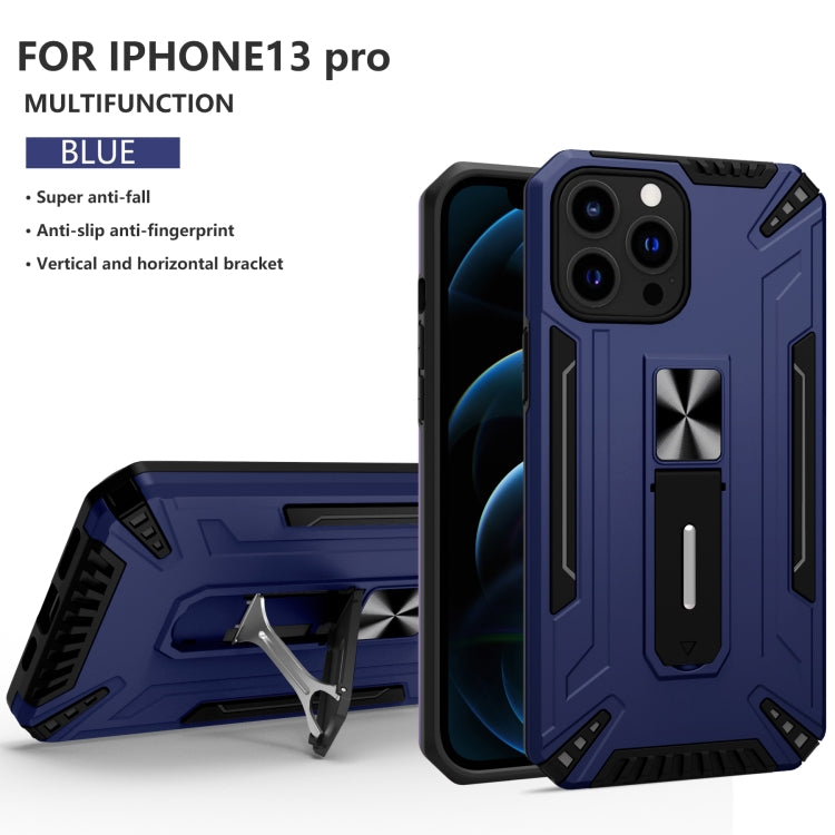 For iPhone 13 Pro War-god Armor TPU + PC Shockproof Magnetic Protective Case with Folding Holder