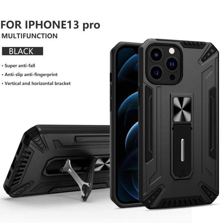 For iPhone 13 Pro War-god Armor TPU + PC Shockproof Magnetic Protective Case with Folding Holder