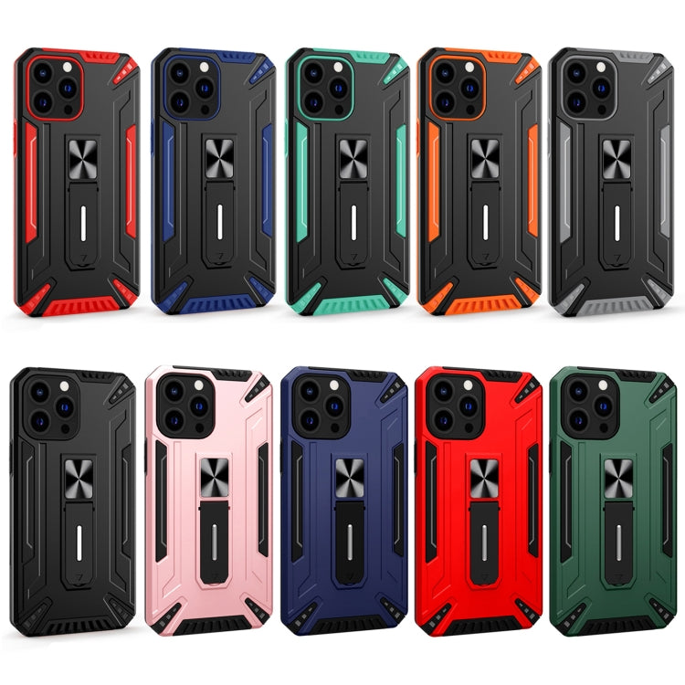 For iPhone 13 Pro War-god Armor TPU + PC Shockproof Magnetic Protective Case with Folding Holder