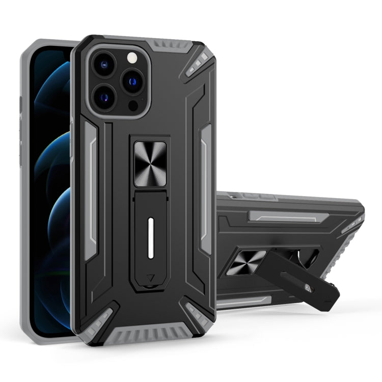 For iPhone 13 Pro War-god Armor TPU + PC Shockproof Magnetic Protective Case with Folding Holder
