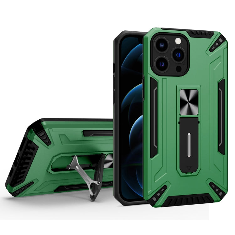 For iPhone 13 Pro War-god Armor TPU + PC Shockproof Magnetic Protective Case with Folding Holder