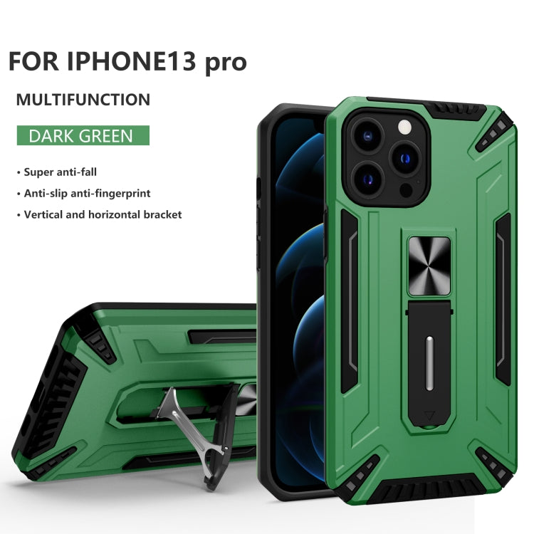 For iPhone 13 Pro War-god Armor TPU + PC Shockproof Magnetic Protective Case with Folding Holder