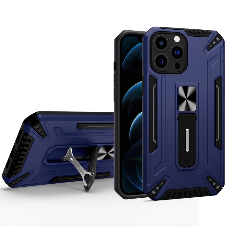 For iPhone 13 Pro Max War-god Armor TPU + PC Shockproof Magnetic Protective Case with Folding Holder