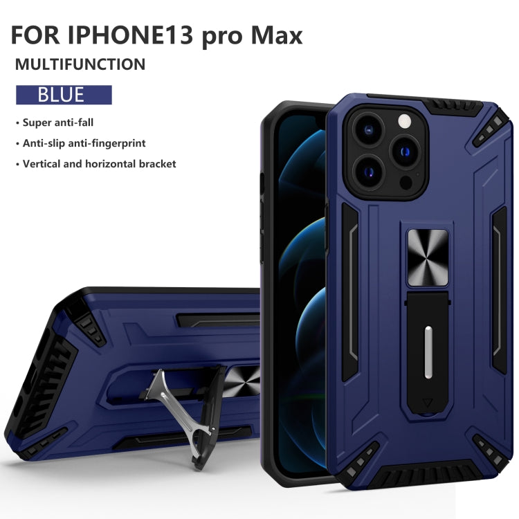 For iPhone 13 Pro Max War-god Armor TPU + PC Shockproof Magnetic Protective Case with Folding Holder