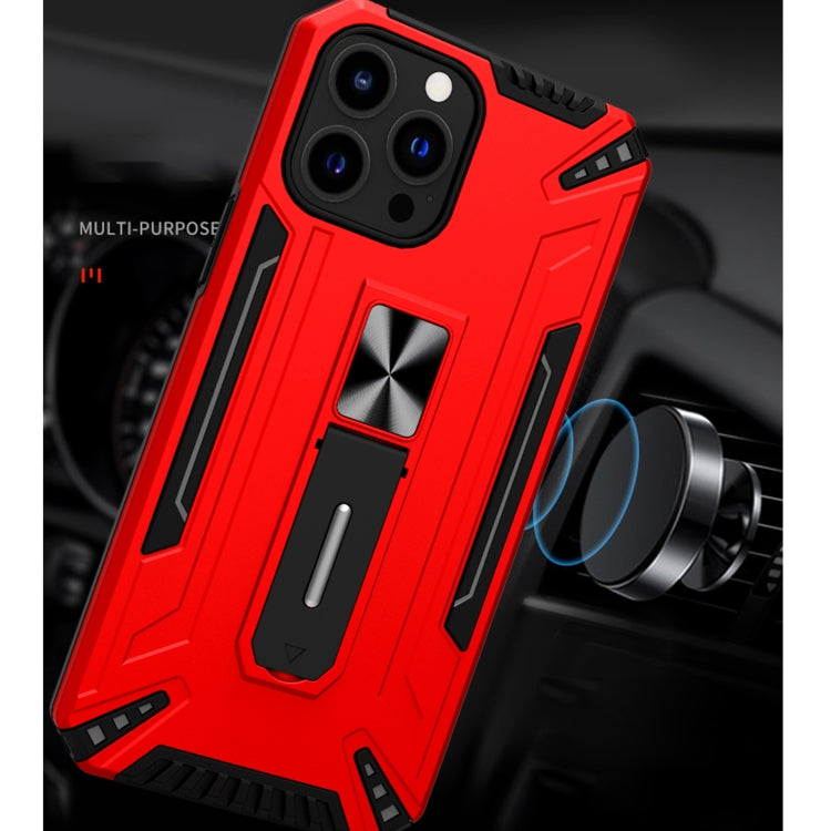 For iPhone 13 Pro Max War-god Armor TPU + PC Shockproof Magnetic Protective Case with Folding Holder