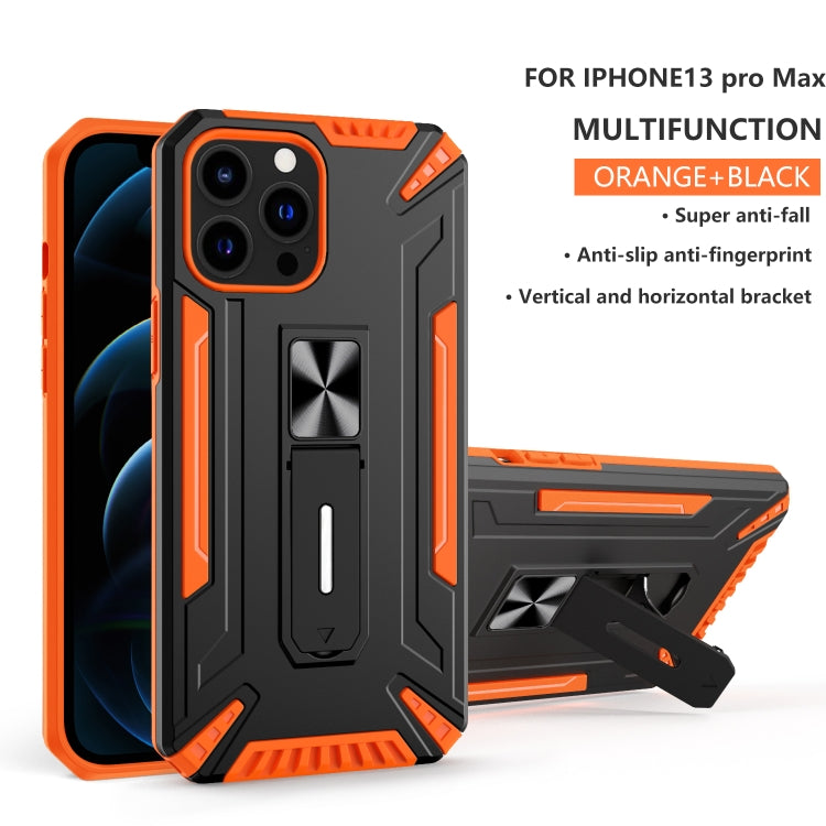 For iPhone 13 Pro Max War-god Armor TPU + PC Shockproof Magnetic Protective Case with Folding Holder